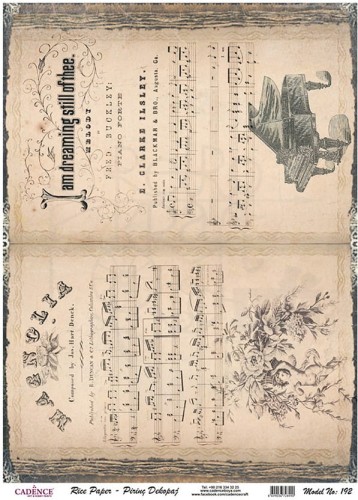 Papier ryżowy A4 Retro książka z nutami PR0192 Cadence