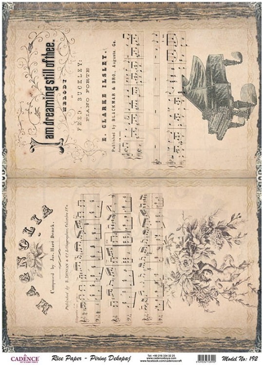Papier ryżowy A4 Retro książka z nutami PR0192 Cadence