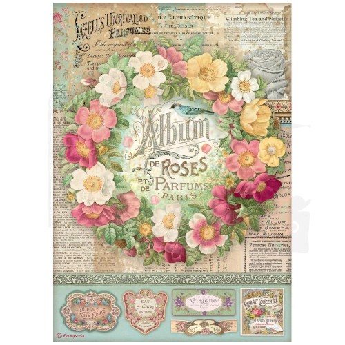 Papier ryżowy A4 Rose Parfum Album Różany DFSA4734 Stamperia