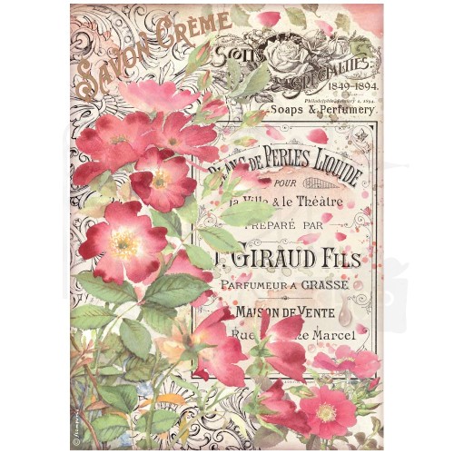Papier ryżowy A4 Rose Parfum Savon Creme DFSA4736 Stamperia