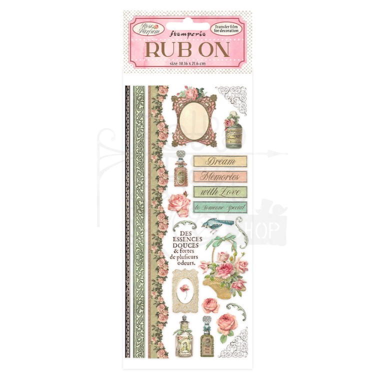 Rub-On transfer 10x21.6cm Rose Parfum Borders DFLRB14 Stamperia