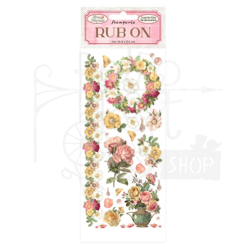 Rub-On transfer 10x21.6cm Rose Parfum Flowers &amp; Garland DFLRB15 Stamperia
