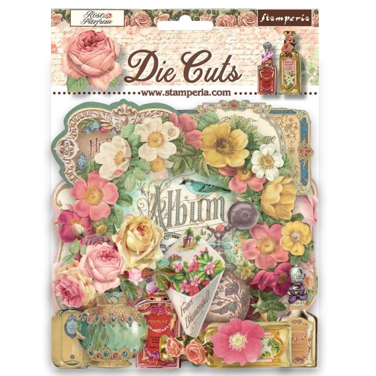 Ozdoby kształty tekturowe Die Cuts Rose Parfum DFLDC70 Stamperia