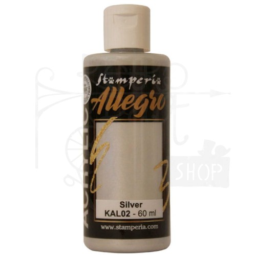 Farba akrylowa Allegro Silver metallic Srebrny 60ml KAL02 Stamperia