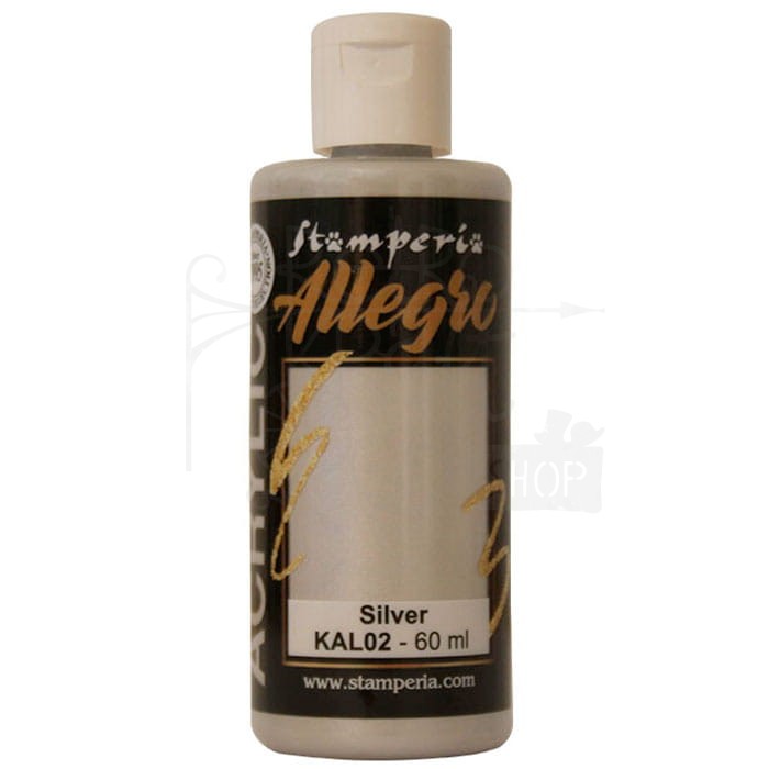 Farba akrylowa Allegro Silver metallic Srebrny 60ml KAL02 Stamperia