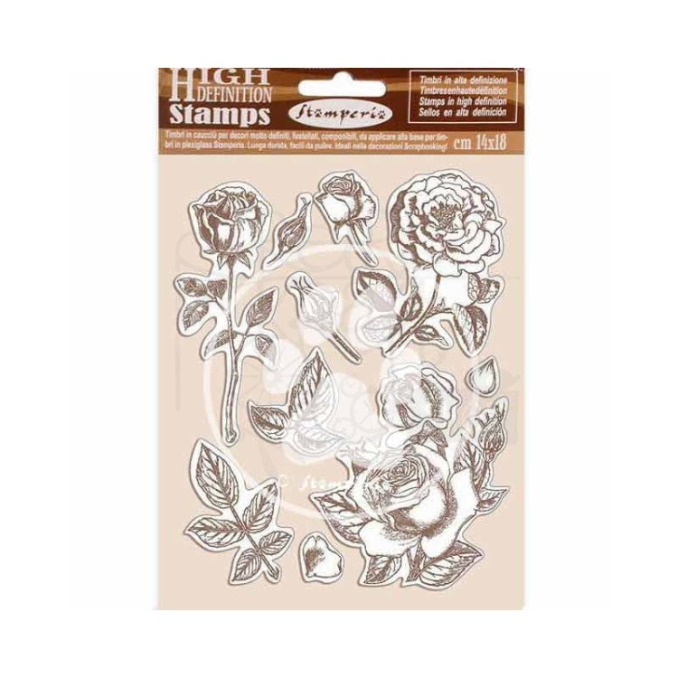 Stempel gumowy kauczukowy 14x18cm Passion Rose róże WTKCC198 Stamperia
