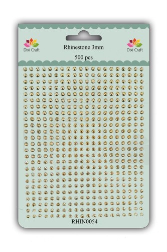 Naklejki dekoracyjne kryształki złote Shiny gold 3mm 500szt Dixi Craft
