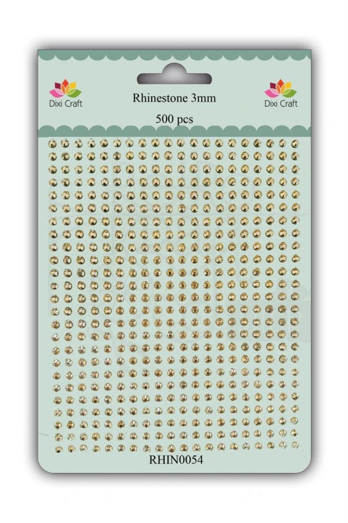 Naklejki dekoracyjne kryształki złote Shiny gold 3mm 500szt Dixi Craft