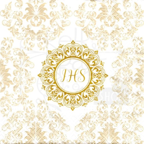 Serwetka 33x33 - Komunia Święta IHS ornamenty 2