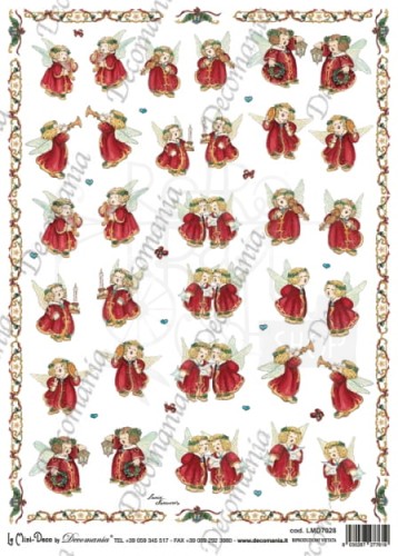 Papier ryżowy 35x25 małe aniołki świąteczne LMD7028 Decomania