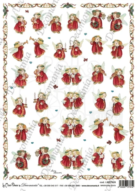 Papier ryżowy 35x25 małe aniołki świąteczne LMD7028 Decomania