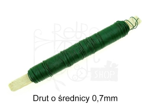 Drut malowany zielony na patyku 0.7mm