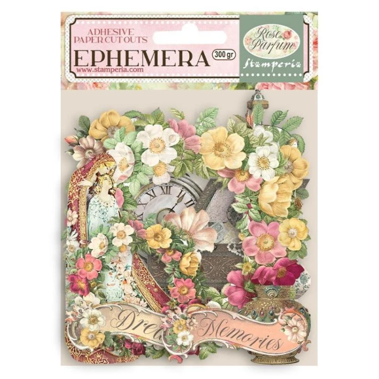 Ozdoby papierowe samoprzylepne Ephemera Rose Parfum Flowers and Garland DFLCT09 Stamperia