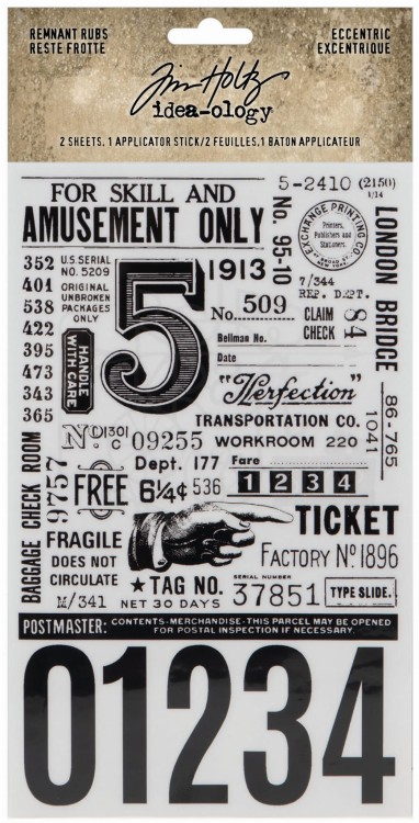 Rub-on transfer 12x19.7cm Idea-Ology Remnant Rubs Rub-Ons Eccentric 2 arkusze TH94237 Tim Holtz
