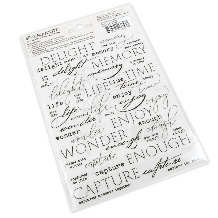 Rub-on transfer 15x20cm Defining Words 01 2 arkusze VB37537 49 and Market