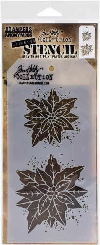 Szablon maska 12x22cm Poinsettia Due poinsecja Tim Holtz THS153 Stampers Anonymous