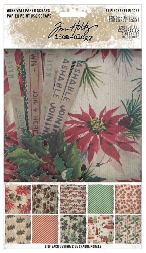 Ozdoby papierowe Worn Wallpaper Scraps Christmas 39el TH94182 Tim Holtz