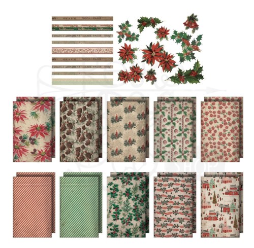 Ozdoby papierowe Worn Wallpaper Scraps Christmas 39el TH94182 Tim Holtz