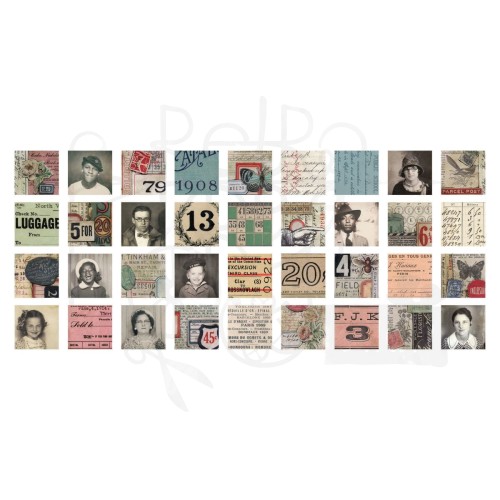 Ozdoby papierowe Idea-Ology Collage Tiles 72szt TH94217 Tim Holtz