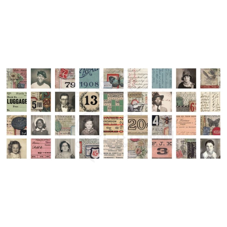 Ozdoby papierowe Idea-Ology Collage Tiles 72szt TH94217 Tim Holtz