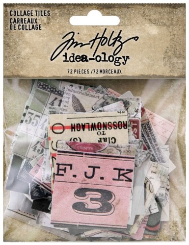 Ozdoby papierowe Idea-Ology Collage Tiles 72szt TH94217 Tim Holtz