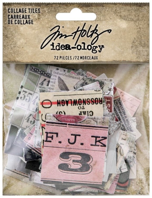 Ozdoby papierowe Idea-Ology Collage Tiles 72szt TH94217 Tim Holtz
