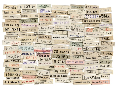 Ozdoby papierowe Idea-Ology Ephemera Snippets Number Strips 119szt TH94222 Tim Holtz