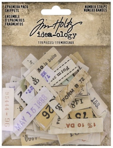 Ozdoby papierowe Idea-Ology Ephemera Snippets Number Strips 119szt TH94222 Tim Holtz