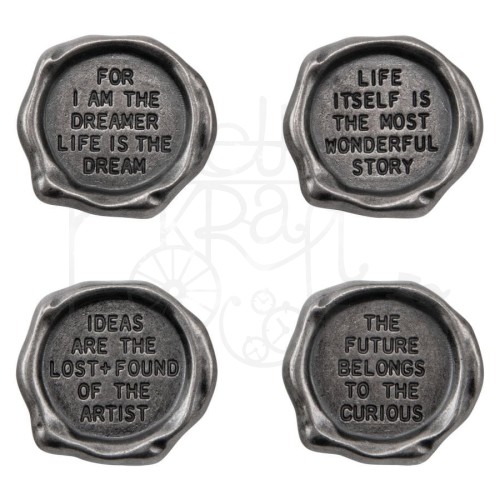 Ozdoby metalowe stemple z sentencjami Idea-Ology Metal Quote Seals 4szt TH94236 Tim Holtz