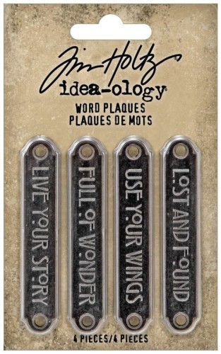 Ozdoby metalowe plakietki z sentencjami Idea-Ology Metal Quote Seals 4szt TH94246 Tim Holtz