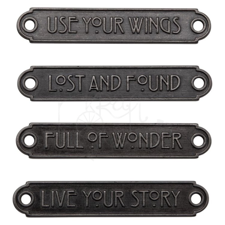 Ozdoby metalowe plakietki z sentencjami Idea-Ology Metal Quote Seals 4szt TH94246 Tim Holtz
