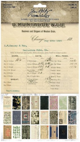 Ozdoby papierowe Idea-Ology Backdrops Double-Sided Cardstock Volume #3 24szt TH94247 Tim Holtz