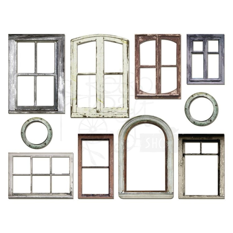 Ozdoby tekturowe okna Idea-Ology Baseboard Frames Window 10szt TH94248 Tim Holtz