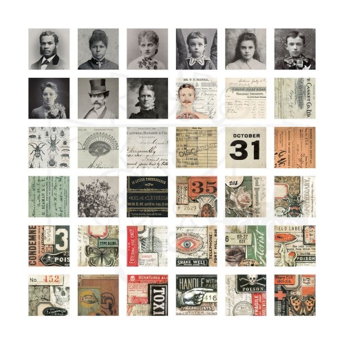 Ozdoby papierowe Idea-Ology Collage Tiles Halloween 72szt TH94255 Tim Holtz