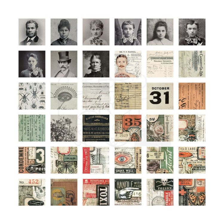 Ozdoby papierowe Idea-Ology Collage Tiles Halloween 72szt TH94255 Tim Holtz