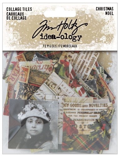 Ozdoby papierowe Idea-Ology Collage Tiles Christmas 72szt TH94279 Tim Holtz