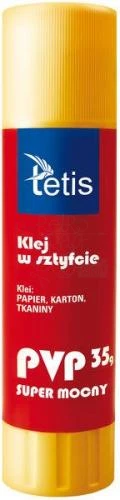 Klej w sztyfcie do papieru i tkanin PVP 35g Tetis