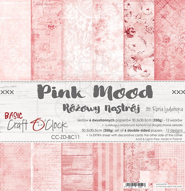 Zestaw papierów 30x30 Basic 11 Pink Mood CC-ZD-BC11 Craft O'Clock