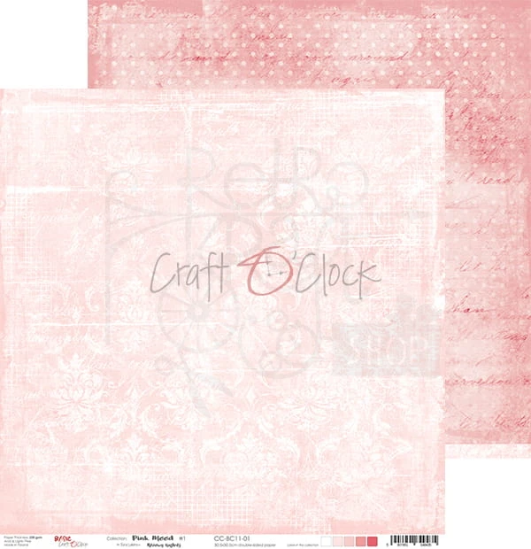 Zestaw papierów 30x30 Basic 11 Pink Mood CC-ZD-BC11 Craft O'Clock