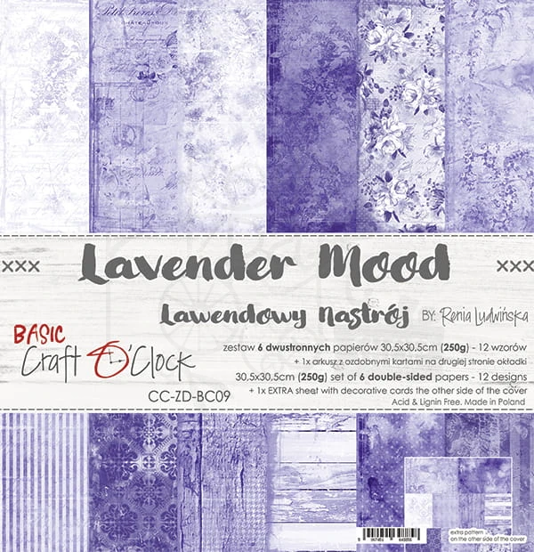 Zestaw papierów 30x30 Basic 09 Lavender Mood CC-ZD-BC09 Craft O'Clock