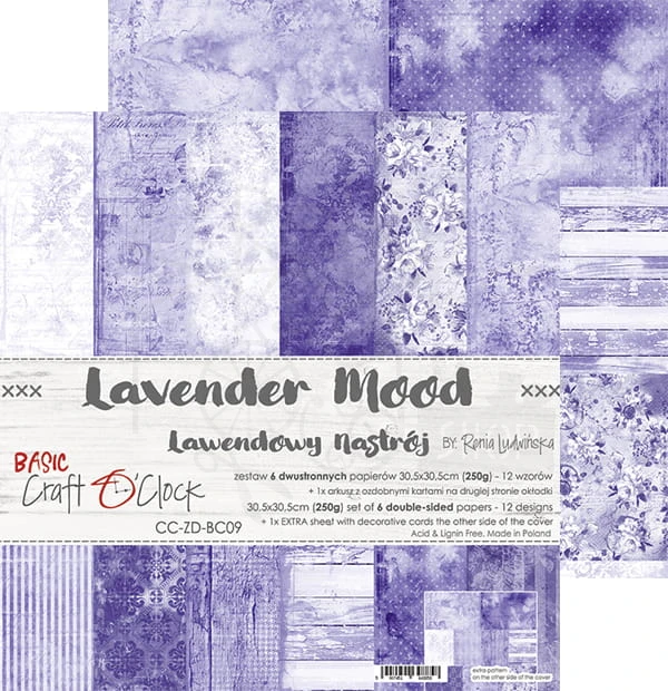 Zestaw papierów 30x30 Basic 09 Lavender Mood CC-ZD-BC09 Craft O'Clock