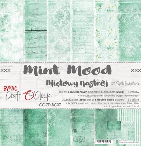 Zestaw papierów 30x30 Basic 07 Mint Mood CC-ZD-BC07 Craft O'Clock