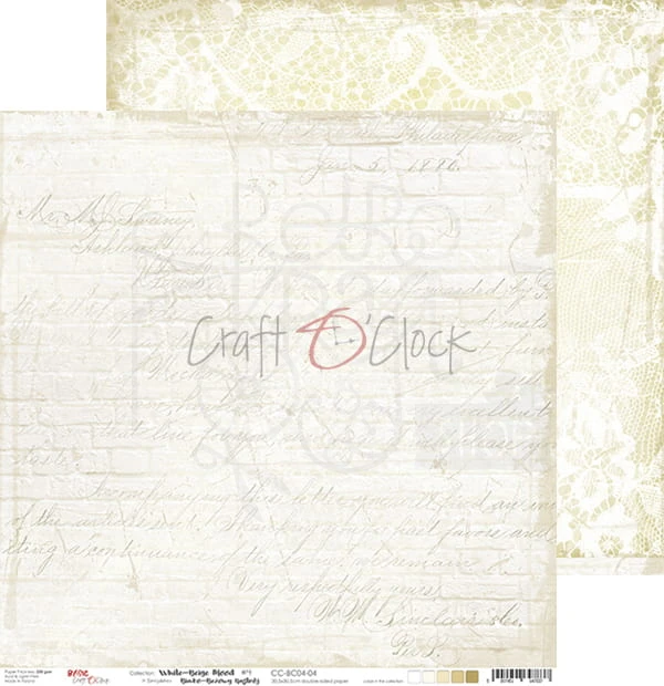 Zestaw papierów 30x30 Basic 04 White-Beige Mood CC-ZD-BC04 Craft O'Clock