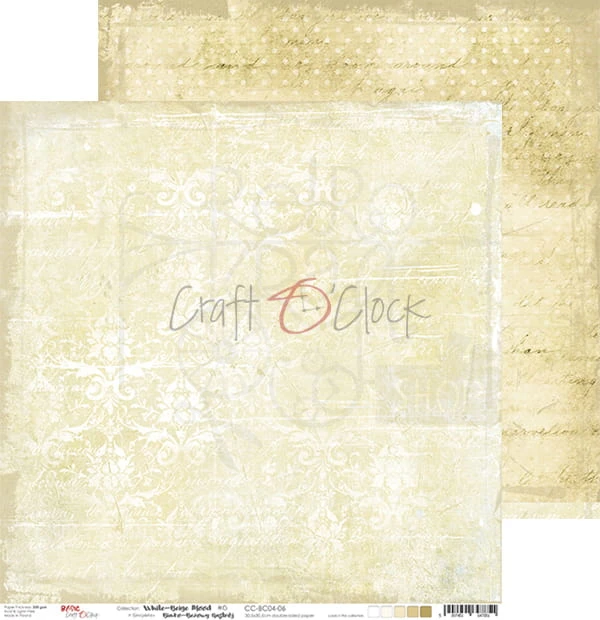 Zestaw papierów 30x30 Basic 04 White-Beige Mood CC-ZD-BC04 Craft O'Clock