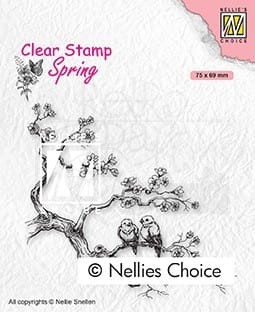 Stempel akrylowy Spring lovers Ptaszki na jabłoni SPCS017 Nellie's Choice