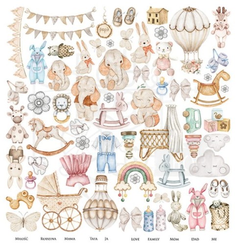 Papier 30x30 Cute Baby elementy do wycinania AA-CB-09 Alchemy of Art