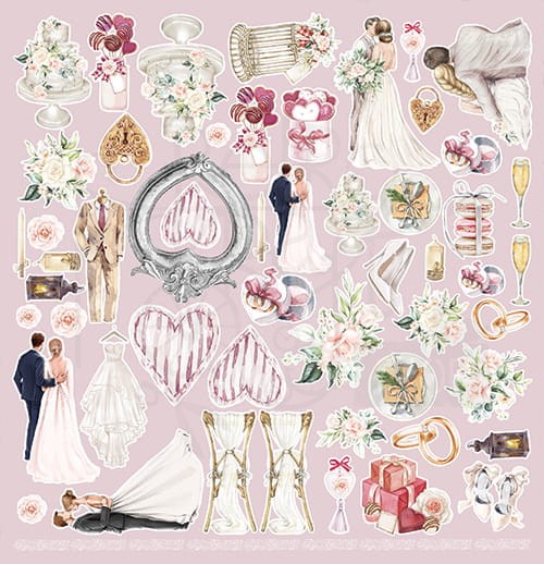 Papier 30x30 Lovely Memories Ślub elementy do wycinania AA-LM-09 Alchemy of Art