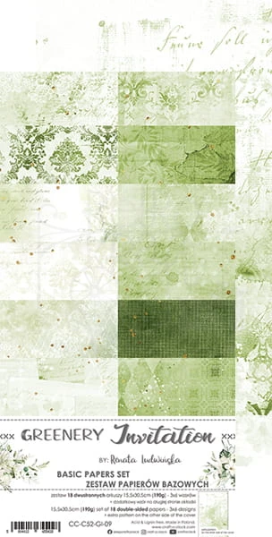 Zestaw papierów bazowych Greenery Invitation CC-C52-GI-09 Craft O'Clock