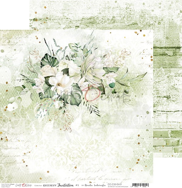 Zestaw papierów 30x30 Greenery Invitation CC-C52-GI-00 Craft O'Clock