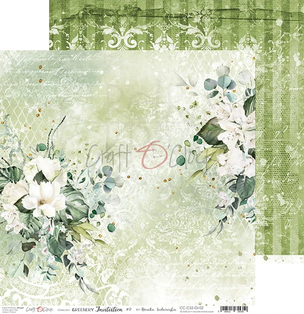 Zestaw papierów 30x30 Greenery Invitation CC-C52-GI-00 Craft O'Clock